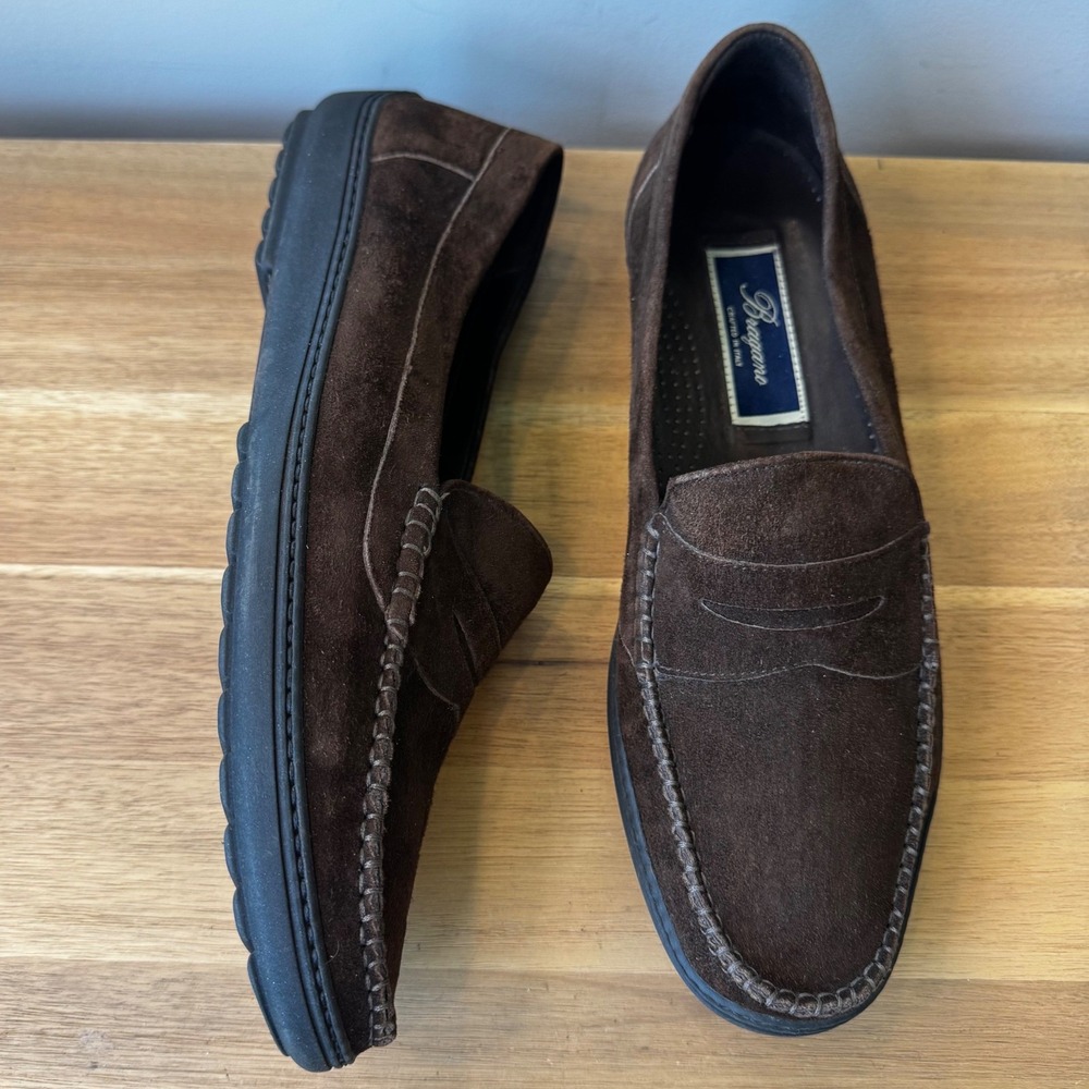 Bragano Cole Haan Men 10 M Penny Loafers Brown Suede Italy Classic C02278